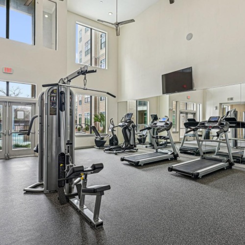 a gym with exercise equipment
